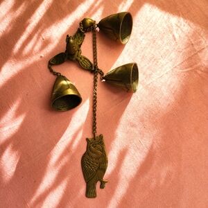 Brass Owl 3 Bells Windchime